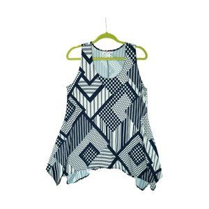 Vintage Pretty Woman‎ Made In USA Size Large Polyester Tunic Top Sleeveless